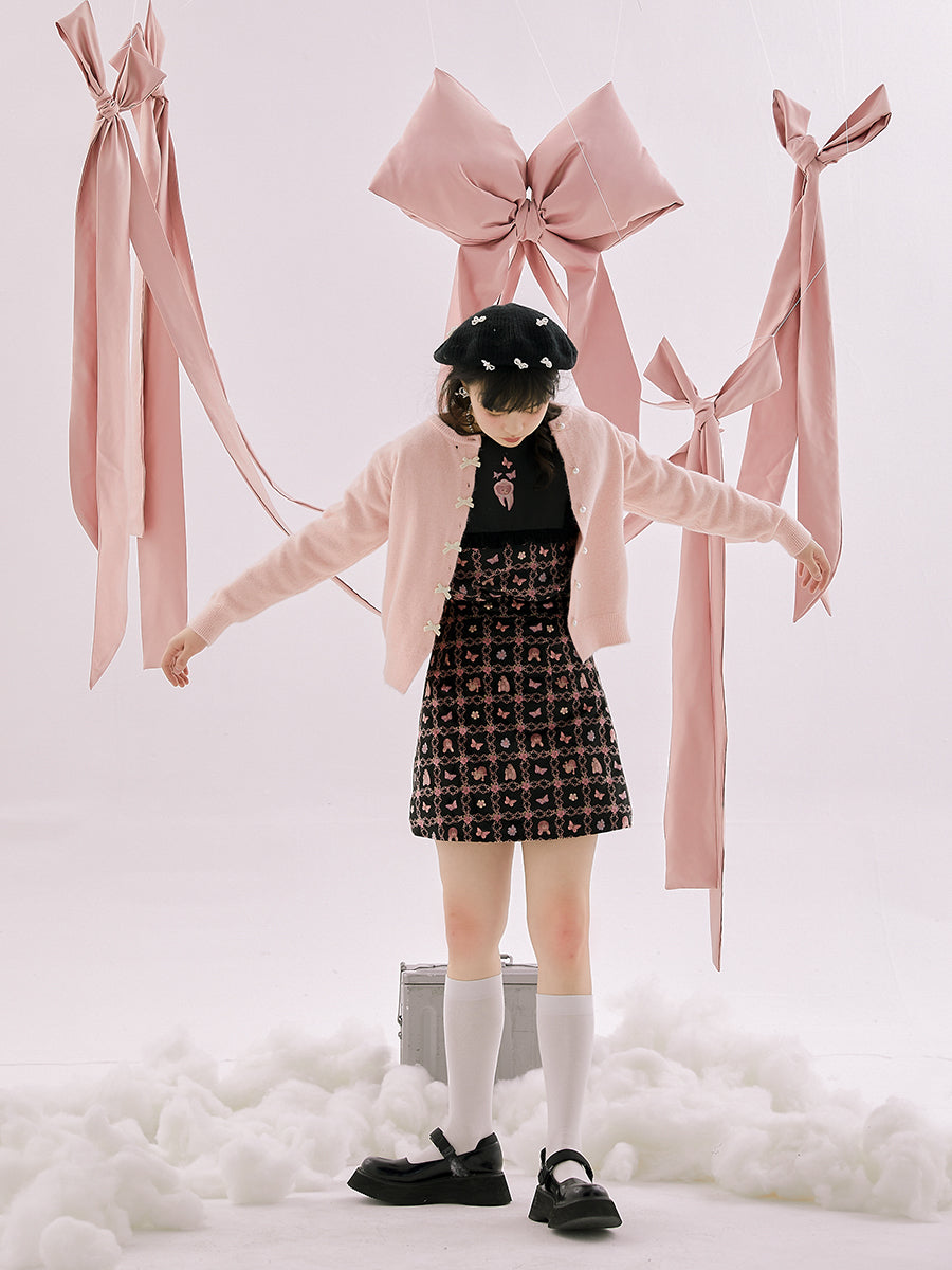 Butterfly Trapezoid Short Skirt