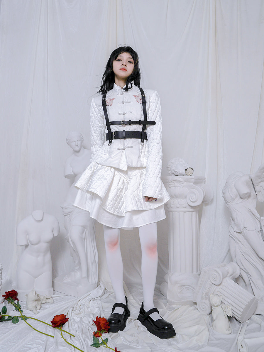 Quilting Embroidery Layered Lolita Gothic Short Skirt