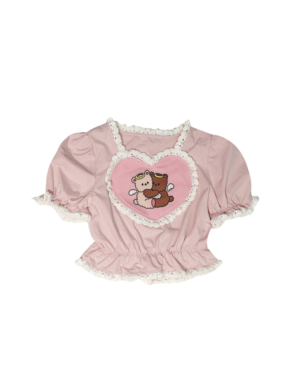 Angel Hug Bear Print Love Pink Shirt