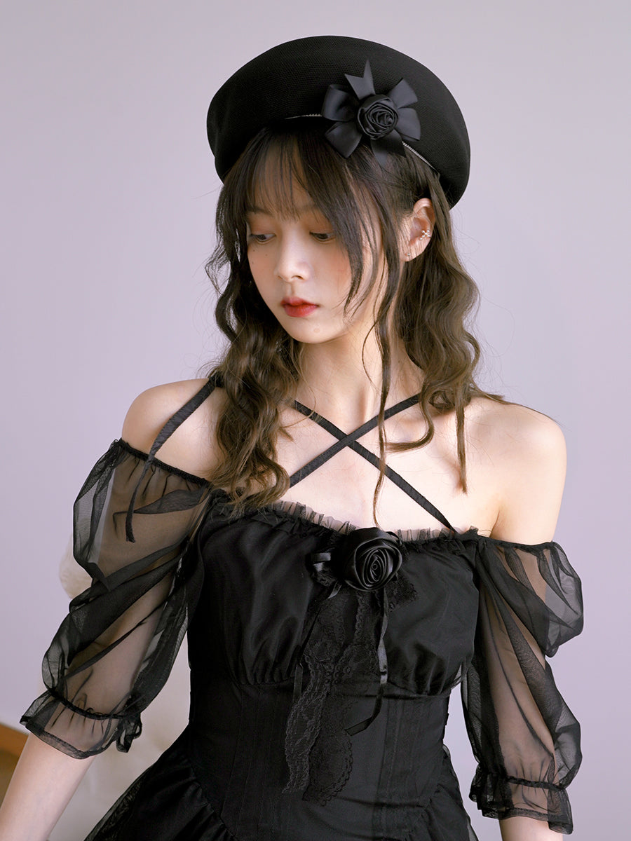 Hat Wool Cute Rose Beret