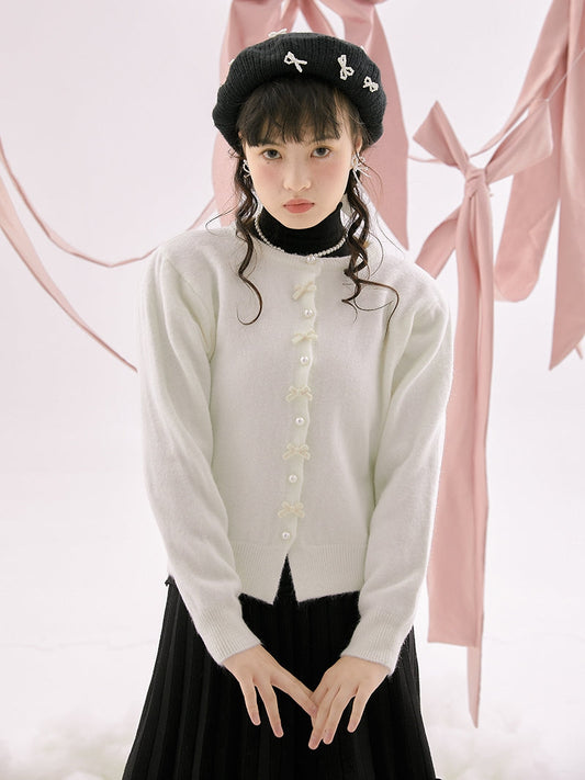 Pearl Ribbon Knit Sweet Cardigan