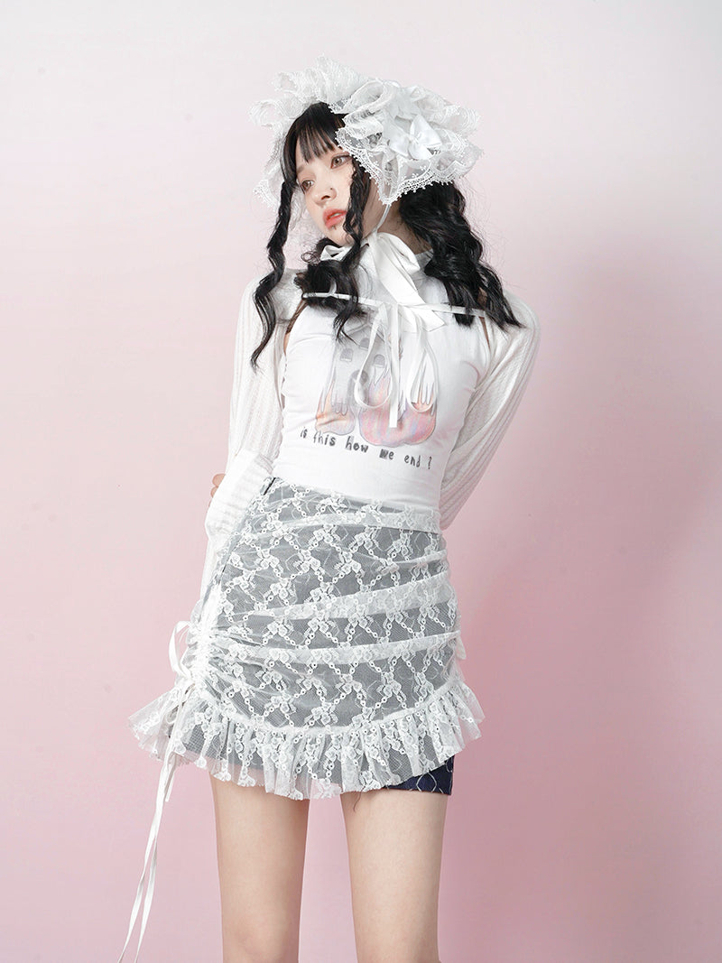 Lace Stitching A Version Short Skirt