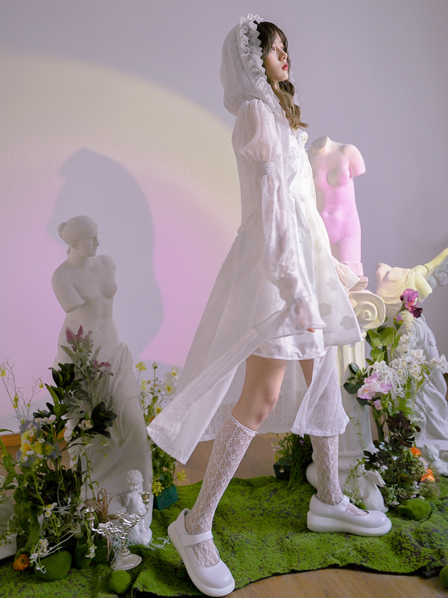 Hoodie Lace Pearl Gothic Sheer One-piece