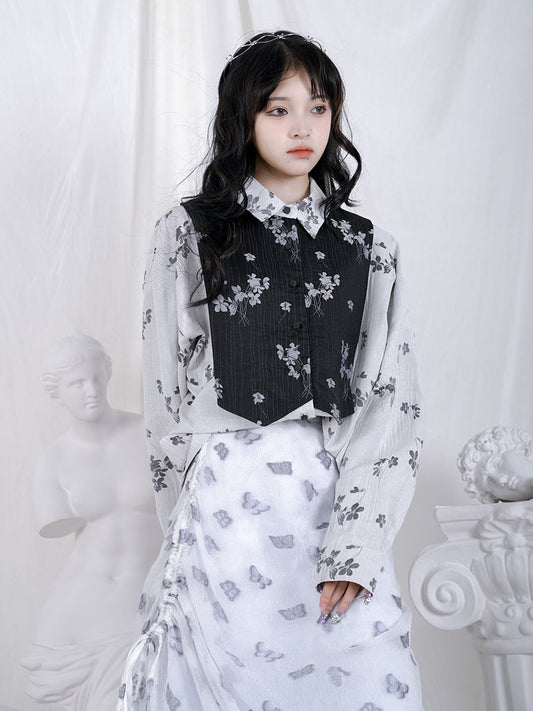 Retro Flower Docking Blouse