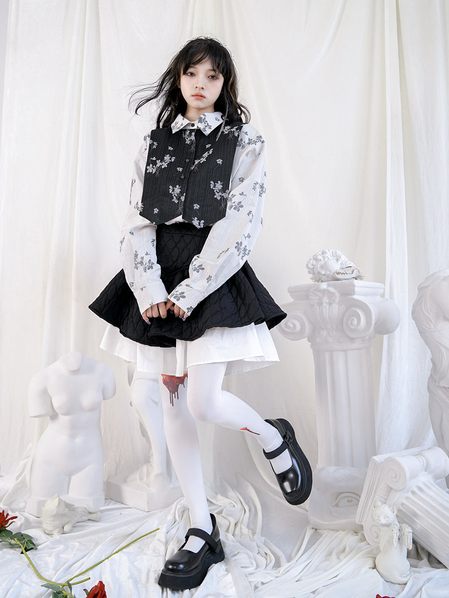 Retro Flower Docking Blouse