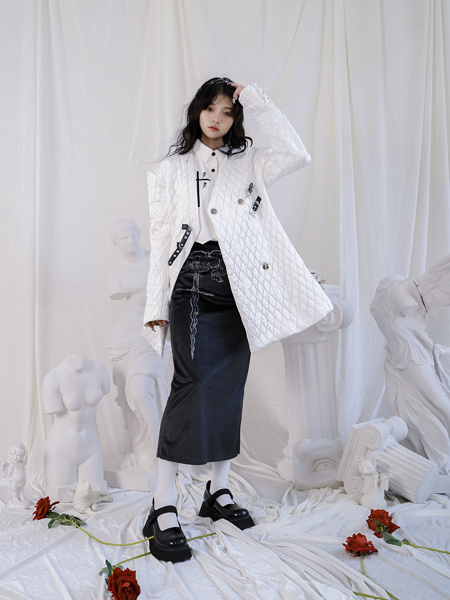 Velvet Cross Gothic Pencil Skirt