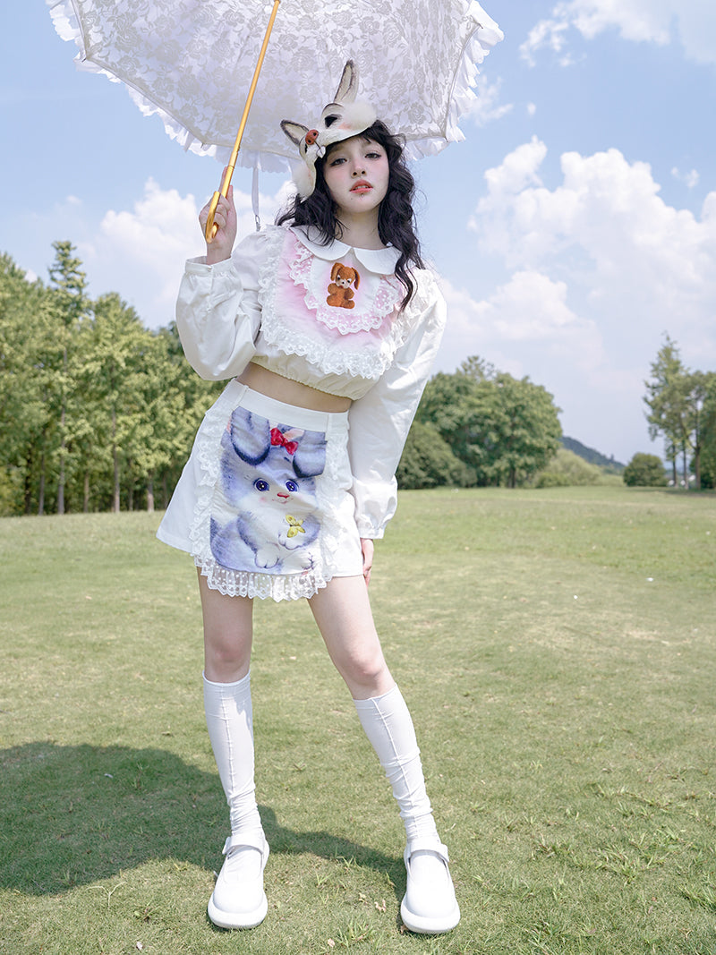 Lace Long-sleeved Short Shirt