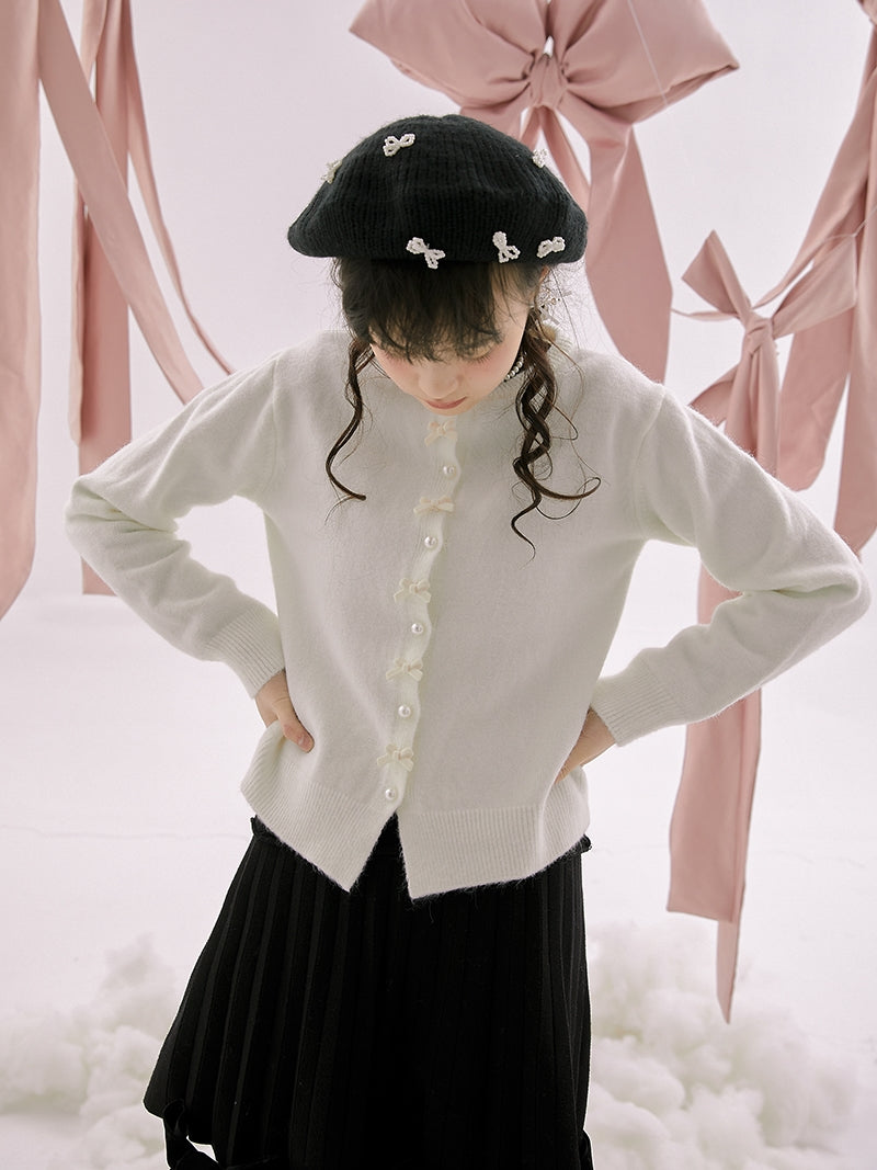 Pearl Ribbon Knit Sweet Cardigan