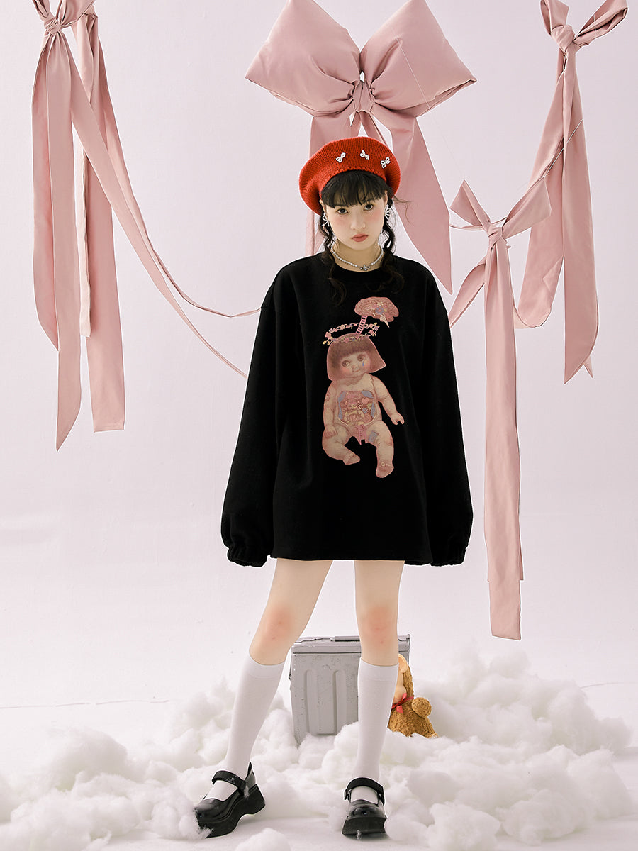 Lace Collar Baby Eerie Knit One-piece