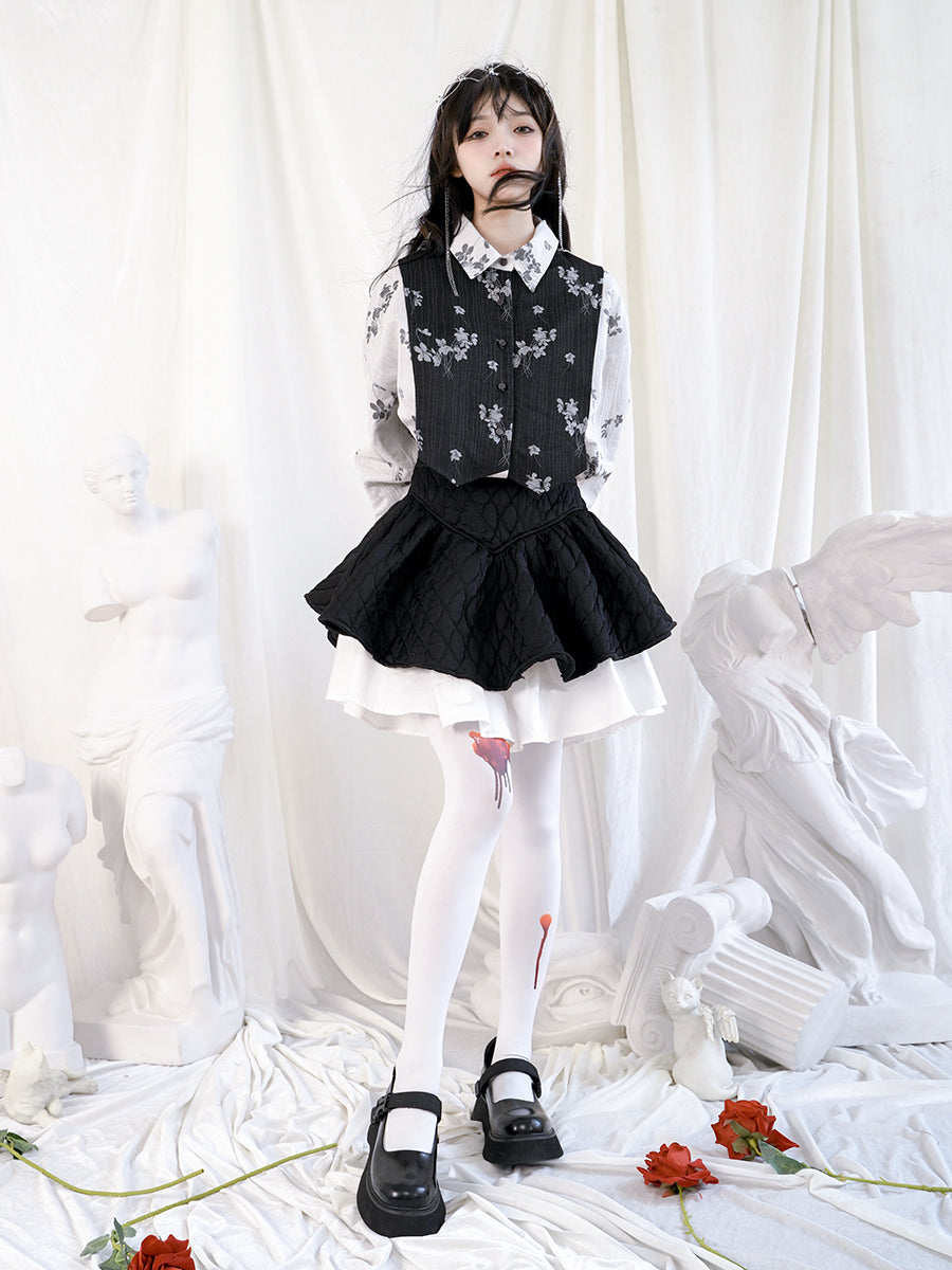 Retro Flower Docking Blouse