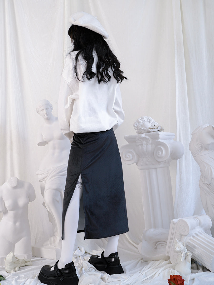 Velvet Cross Gothic Pencil Skirt