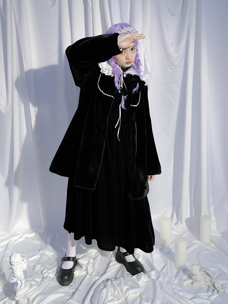 Lace-Collar Rose Gothic Long One-piece