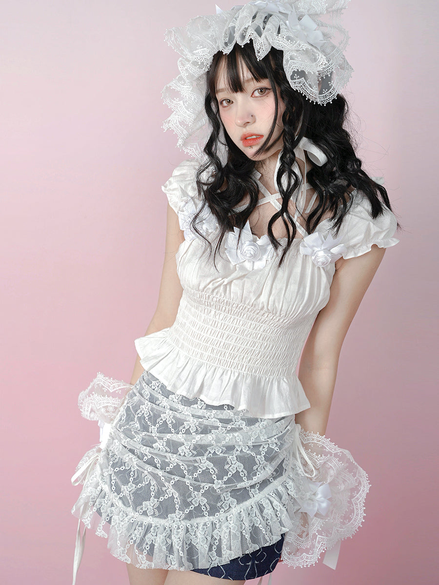 Lace Stitching A Version Short Skirt