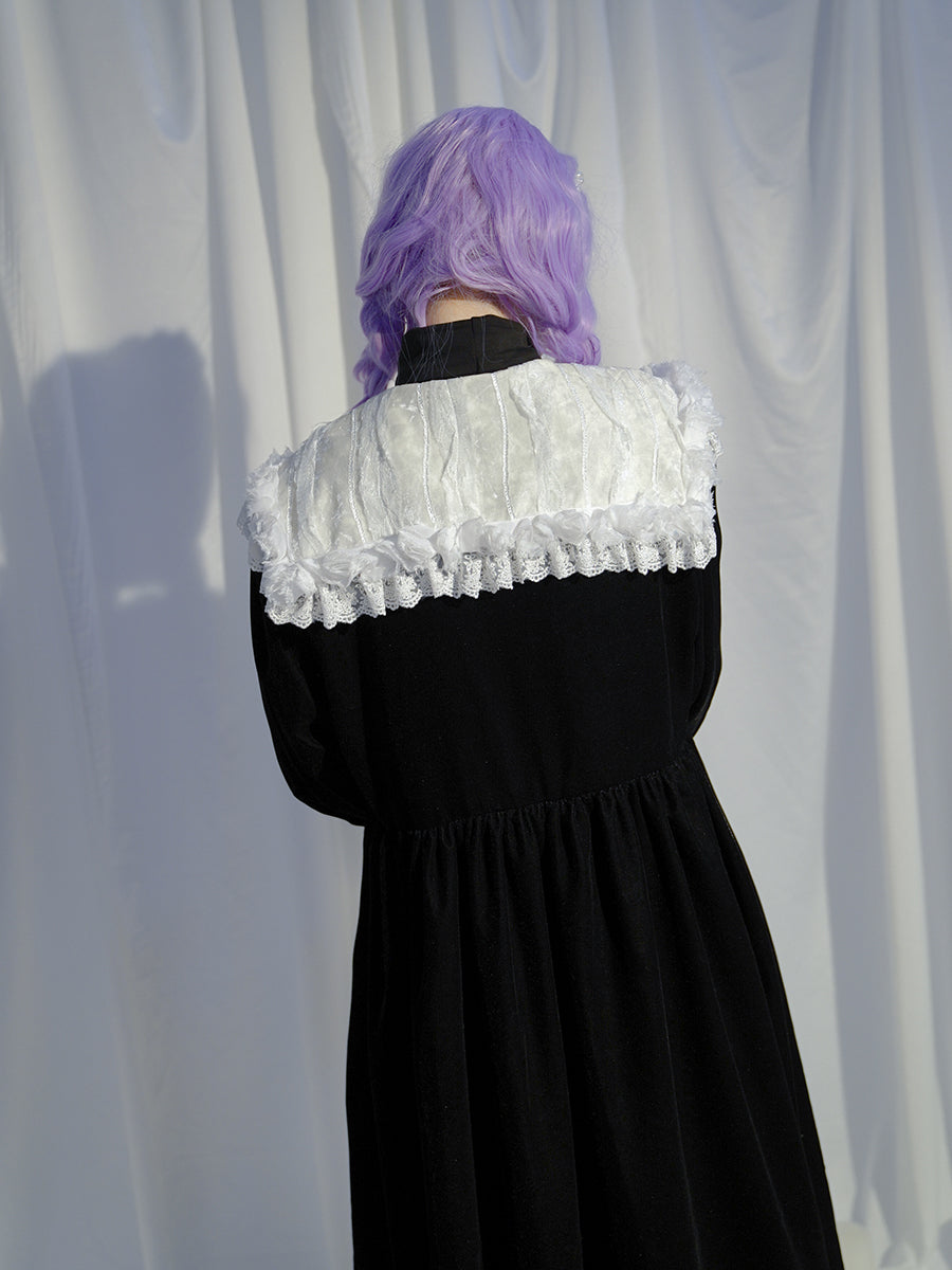 Lace-Collar Rose Gothic Long One-piece