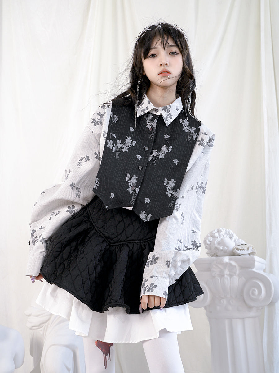 Retro Flower Docking Blouse