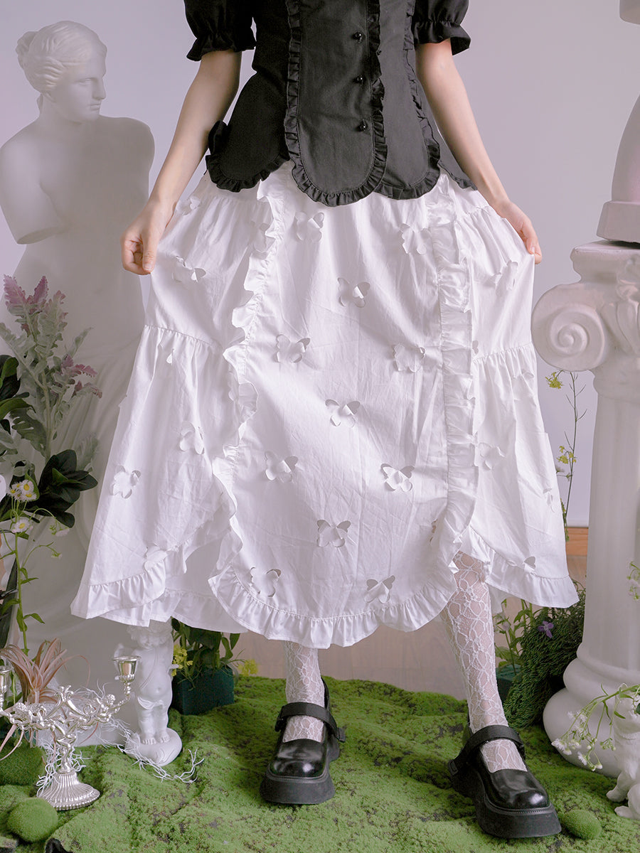 Clipping Butterfly Frill Unique Cute Skirt