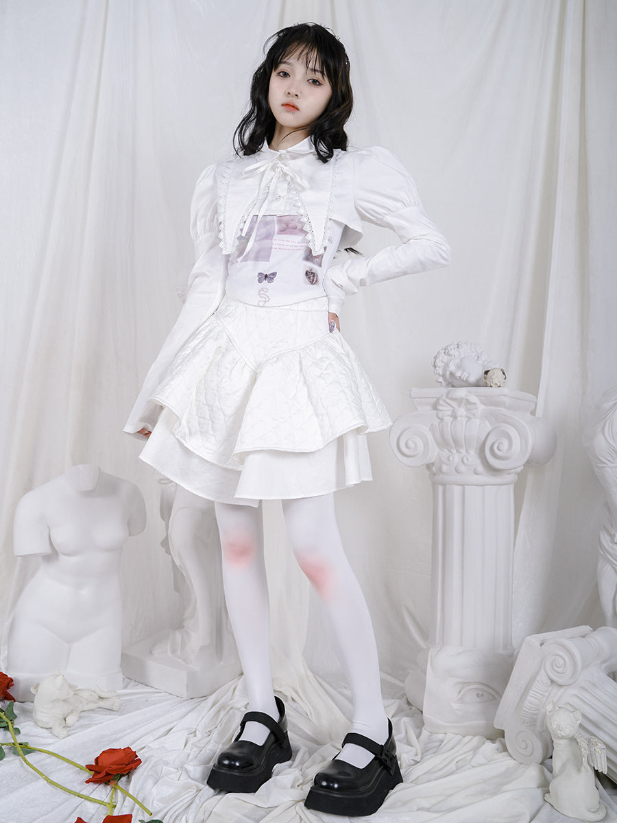 Quilting Embroidery Layered Lolita Gothic Short Skirt