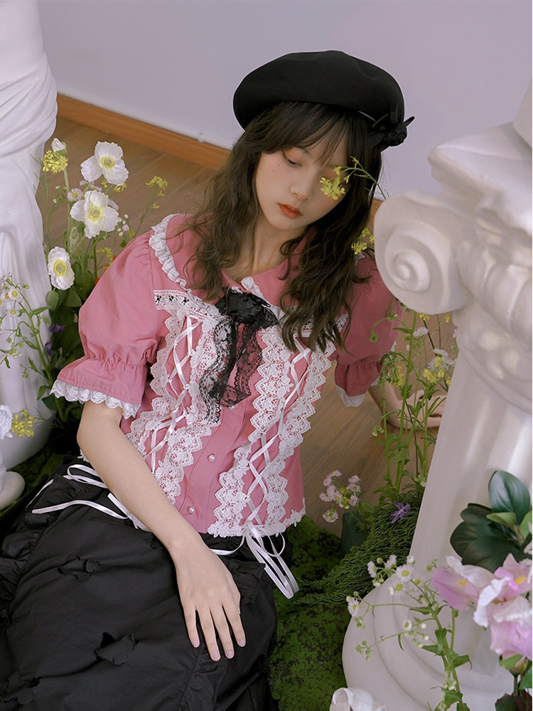 Sweet Lace Cute Ribbon Gothic Blouse