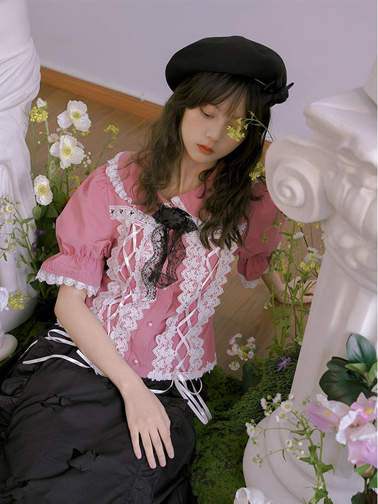 Sweet Lace Cute Ribbon Gothic Blouse