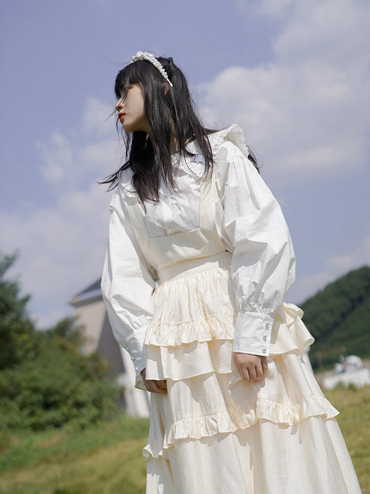 Retro Frill Gothic Sailor-Collar Blouse